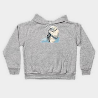 Polar Bear Playing Saxophone Kids Hoodie